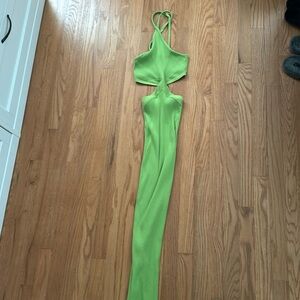 Green cut out maxi dress
